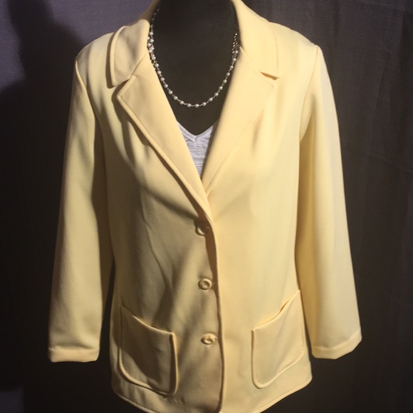 VTG 70’s Koko Knits of California Buttery Yellow Blazer - Picture 1 of 6